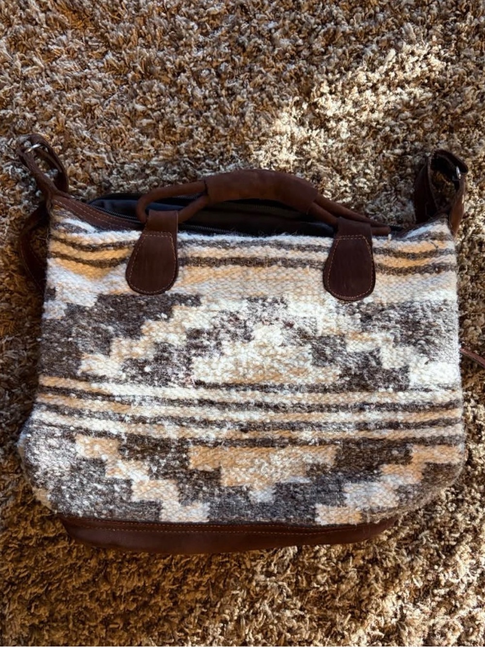 Brown and Cream Patterned Women’s Tote Bag